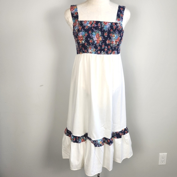 Vintage Honolulu Hawaii Smocked Tank Midi Dress Summer Retro Tiki Beach Resort - Picture 2 of 16